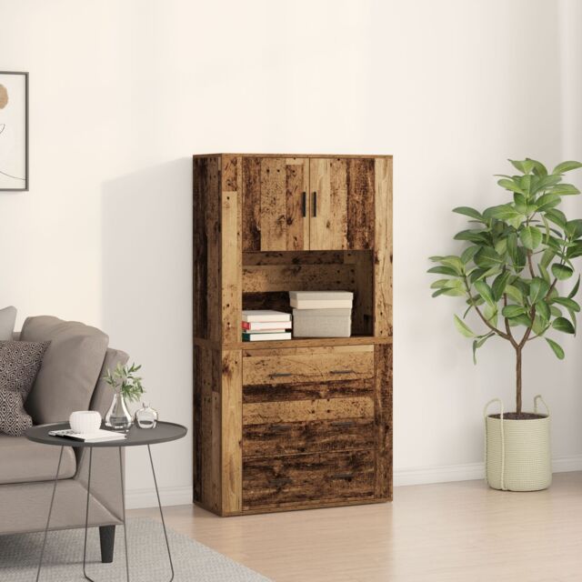 Berkfield Home Highboard Old Wood 80x33x150 cm Engineered Wood in Brown - Size: 80 x 33 x 150 cm - image 1