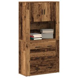 Berkfield Home Highboard Old Wood 80x33x150 cm Engineered Wood in Brown - Size: 80 x 33 x 150 cm - thumbnail 3