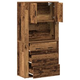 Berkfield Home Highboard Old Wood 80x33x150 cm Engineered Wood in Brown - Size: 80 x 33 x 150 cm - thumbnail 5