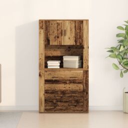 Berkfield Home Highboard Old Wood 80x33x150 cm Engineered Wood in Brown - Size: 80 x 33 x 150 cm - thumbnail 4