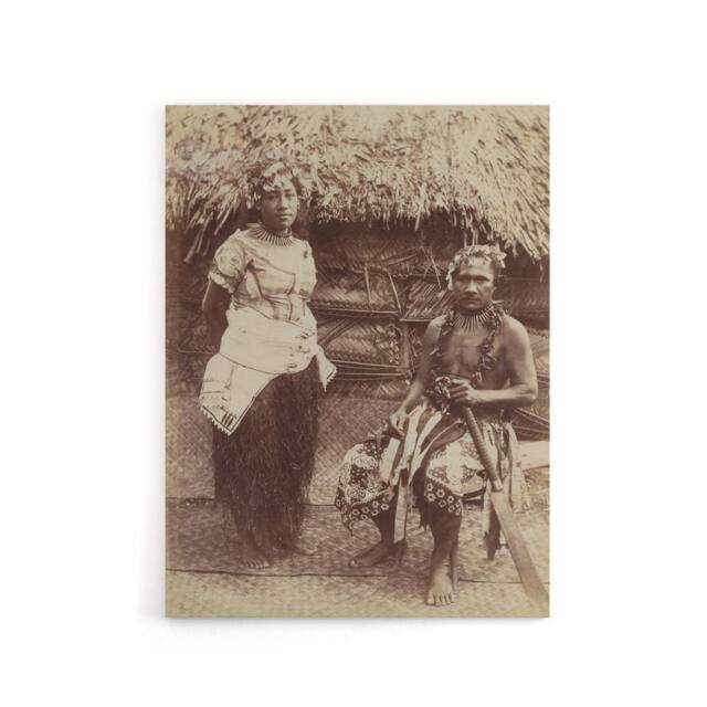 "Artery8 Burton Brothers Samoan Chief Justice & His Wife Canvas Art Print in Brown - Size: W12"" x H16""" - image 1