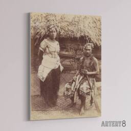 "Artery8 Burton Brothers Samoan Chief Justice & His Wife Canvas Art Print in Brown - Size: W12"" x H16""" - thumbnail 2