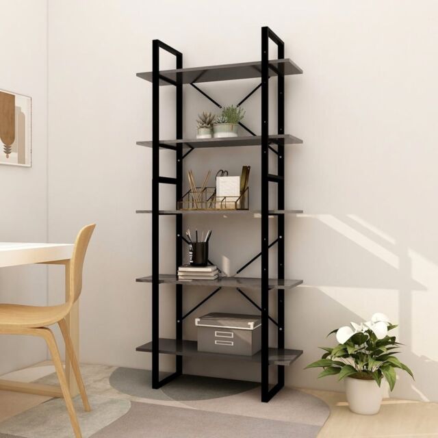 Berkfield Home 5-Tier Book Cabinet Grey 80x30x175 cm Engineered Wood - Size: 80 x 30 x 175 cm - image 1