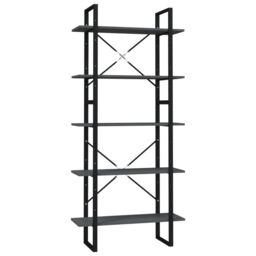 Berkfield Home 5-Tier Book Cabinet Grey 80x30x175 cm Engineered Wood - Size: 80 x 30 x 175 cm - thumbnail 2