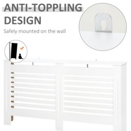 HOMCOM Modern Radiator Cover Cabinet Top Shelving Slatted Design MDF in White - thumbnail 6