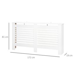 HOMCOM Modern Radiator Cover Cabinet Top Shelving Slatted Design MDF in White - thumbnail 3