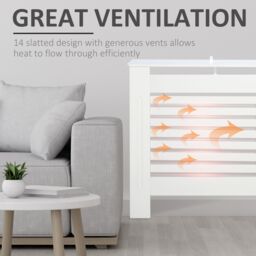 HOMCOM Modern Radiator Cover Cabinet Top Shelving Slatted Design MDF in White - thumbnail 4