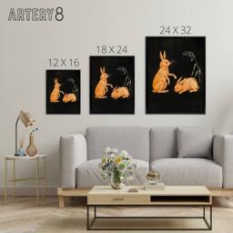 "Artery8 PC Skovgaard Two Hares Vintage Animal Illustration Framed Canvas Art in Black - Size: W12"" x H16""" - thumbnail 4