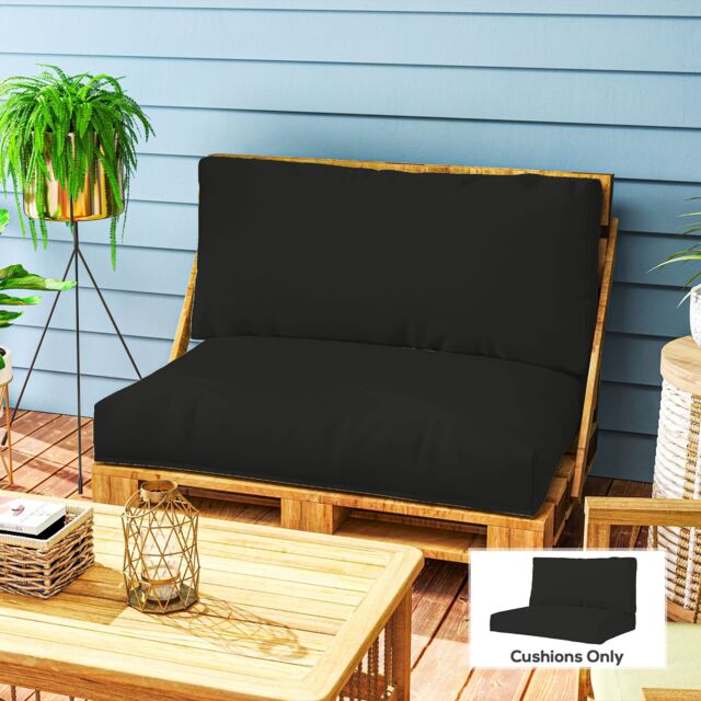 OUTSUNNY 2 Seat Pallet Cushions 20cm Thick Outdoor Seat Pads, Black - image 1