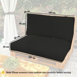OUTSUNNY 2 Seat Pallet Cushions 20cm Thick Outdoor Seat Pads, Black - thumbnail 3