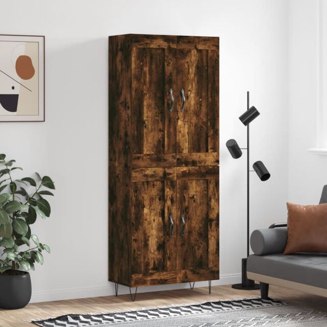 Berkfield Home Highboard Smoked Oak 69.5x34x180 cm Engineered Wood in Brown - image 1