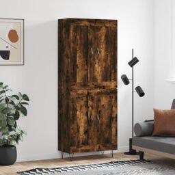 Berkfield Home Highboard Smoked Oak 69.5x34x180 cm Engineered Wood in Brown - thumbnail 1