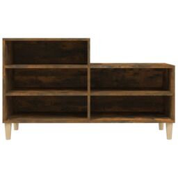 Berkfield Home Shoe Cabinet Smoked Oak 102x36x60 cm Engineered Wood in Brown - Size: 102 x 36 x 60 cm - thumbnail 5