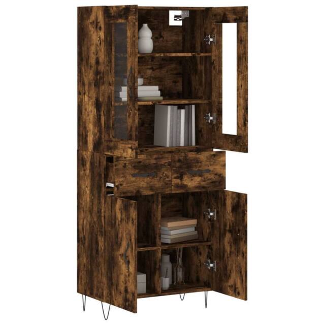 Berkfield Home Highboard Smoked Oak 69.5x34x180 cm Engineered Wood in Brown - image 1