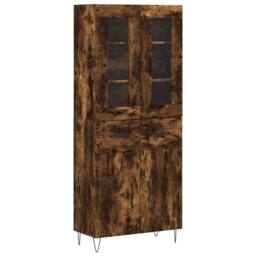 Berkfield Home Highboard Smoked Oak 69.5x34x180 cm Engineered Wood in Brown - thumbnail 3