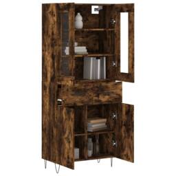Berkfield Home Highboard Smoked Oak 69.5x34x180 cm Engineered Wood in Brown - thumbnail 1