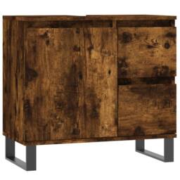 Berkfield Home Modern 3 Piece Bathroom Furniture Set Smoked Oak Engineered Wood in Brown - thumbnail 9