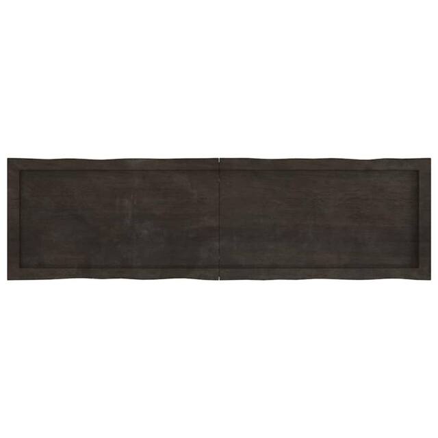 Berkfield Home Table Top Dark Grey 140x40x(2-6) cm Treated Solid Wood Live Edge in Dark Brown - image 1