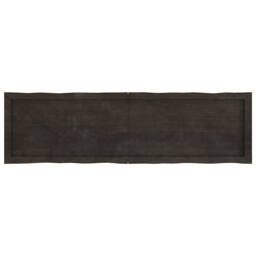 Berkfield Home Table Top Dark Grey 140x40x(2-6) cm Treated Solid Wood Live Edge in Dark Brown