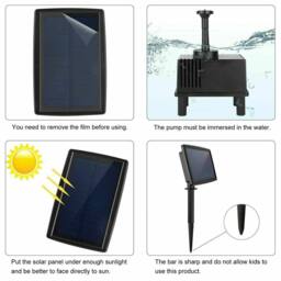 Nordara Solar Fountain Water Pump Bird Bath for Garden Pond in Black - thumbnail 3