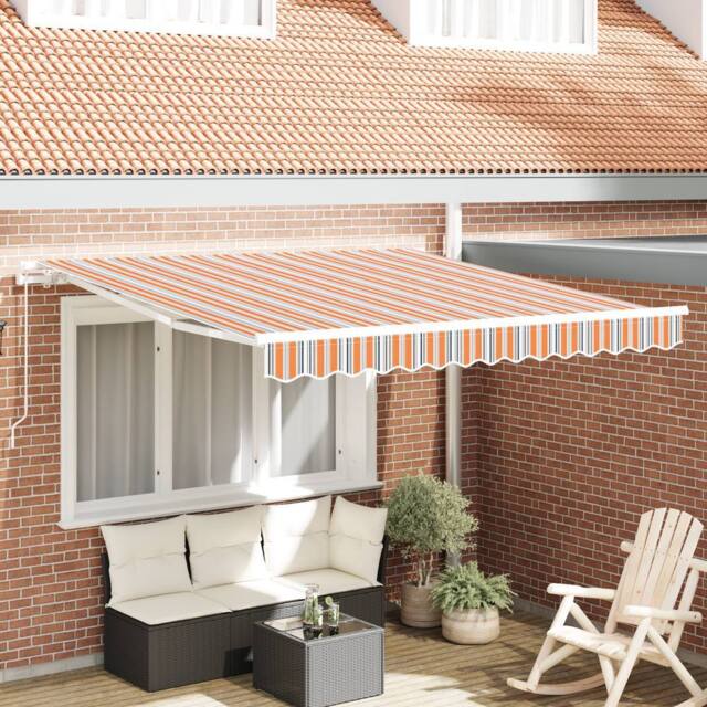 Berkfield Home Manual Retractable Awning Multicolour Stripe 300x250 cm in Orange - image 1