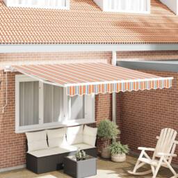 Berkfield Home Manual Retractable Awning Multicolour Stripe 300x250 cm in Orange