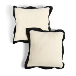 OHS 2 Pack Oxford Edge Boucle Square Cushion Covers, White/Black in White - Size: 45 cm x 45 cm - thumbnail 3