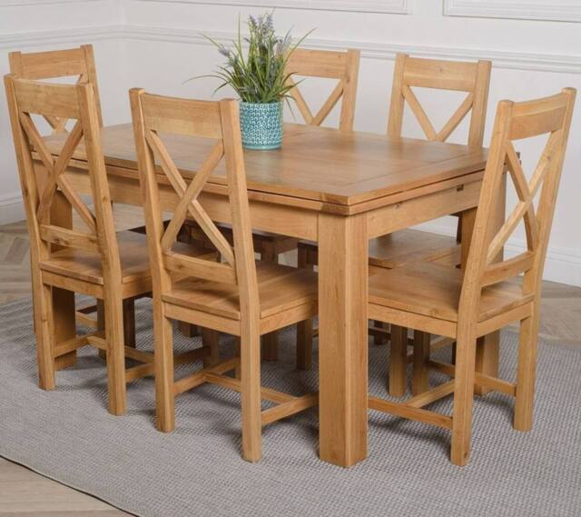 Thats Furniture Richmond 140-220cm Oak Extending Dining Table & 6 Berkeley Chairs in Brown - image 1