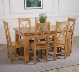 Thats Furniture Richmond 140-220cm Oak Extending Dining Table & 6 Berkeley Chairs in Brown - thumbnail 3