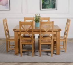 Thats Furniture Richmond 140-220cm Oak Extending Dining Table & 6 Berkeley Chairs in Brown - thumbnail 2