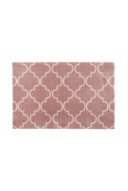 JVL Mega Machine Washable Runner Doormat 57 x 150 cm Rose Lattice in Dusty Pink - Size: 57 cm x 150 cm - image 1