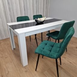 KOSY KOALA Dining Table & 4 Chairs Set White Black Table With 4 Green Velvet Chairs Dining Room Furniture in Brown - thumbnail 7