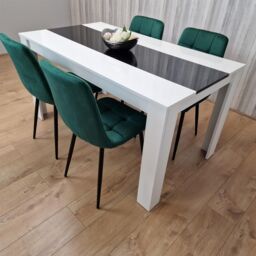 KOSY KOALA Dining Table & 4 Chairs Set White Black Table With 4 Green Velvet Chairs Dining Room Furniture in Brown - thumbnail 3