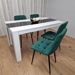 KOSY KOALA Dining Table & 4 Chairs Set White Black Table With 4 Green Velvet Chairs Dining Room Furniture in Brown - thumbnail 9