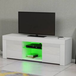 EONLION Modern TV Unit Stand Cabinet Sideboard in White - thumbnail 4
