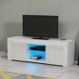 EONLION Modern TV Unit Stand Cabinet Sideboard in White - thumbnail 3