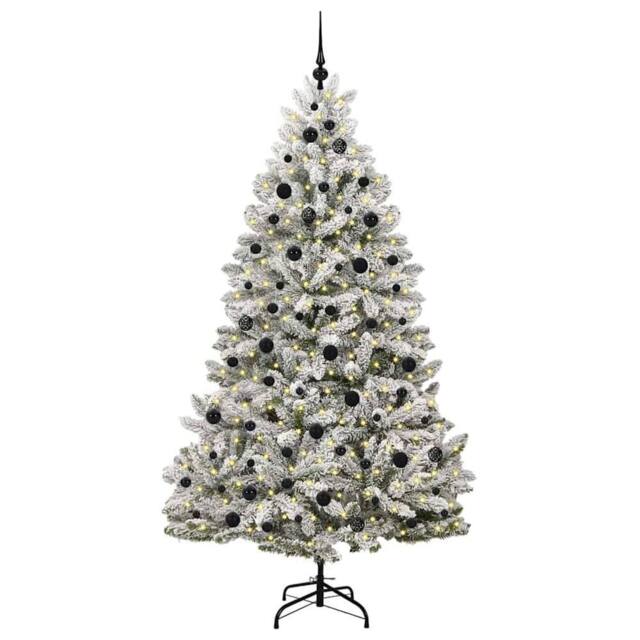 Berkfield Home Elegant Artificial Christmas Tree Green & White 210 cm PVC & Metal - image 1