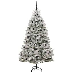 Berkfield Home Elegant Artificial Christmas Tree Green & White 210 cm PVC & Metal - thumbnail 4