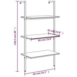 Berkfield Home 3-Tier Leaning Shelf Black 64x35x120.5 cm - thumbnail 8