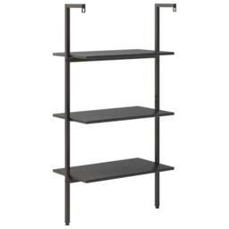 Berkfield Home 3-Tier Leaning Shelf Black 64x35x120.5 cm - thumbnail 5