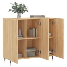 Berkfield Home Sideboard Sonoma Oak 90x34x80 cm Engineered Wood in Brown - Size: 90 x 34 x 80 cm - thumbnail 4