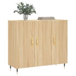 Berkfield Home Sideboard Sonoma Oak 90x34x80 cm Engineered Wood in Brown - Size: 90 x 34 x 80 cm - thumbnail 3
