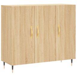 Berkfield Home Sideboard Sonoma Oak 90x34x80 cm Engineered Wood in Brown - Size: 90 x 34 x 80 cm - thumbnail 2