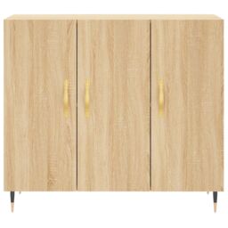 Berkfield Home Sideboard Sonoma Oak 90x34x80 cm Engineered Wood in Brown - Size: 90 x 34 x 80 cm - thumbnail 6