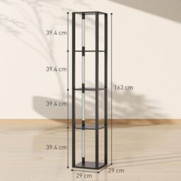 HOMCOM Floor Lamp for Living Room, Standing Lamp with Foot Switch, Black - thumbnail 3