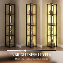 HOMCOM Floor Lamp for Living Room, Standing Lamp with Foot Switch, Black - thumbnail 5