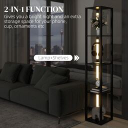 HOMCOM Floor Lamp for Living Room, Standing Lamp with Foot Switch, Black - thumbnail 4
