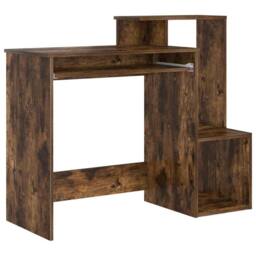 Berkfield Home Smoked Oak Computer Desk Smoked oak Engineered wood Standard in Brown - thumbnail 3