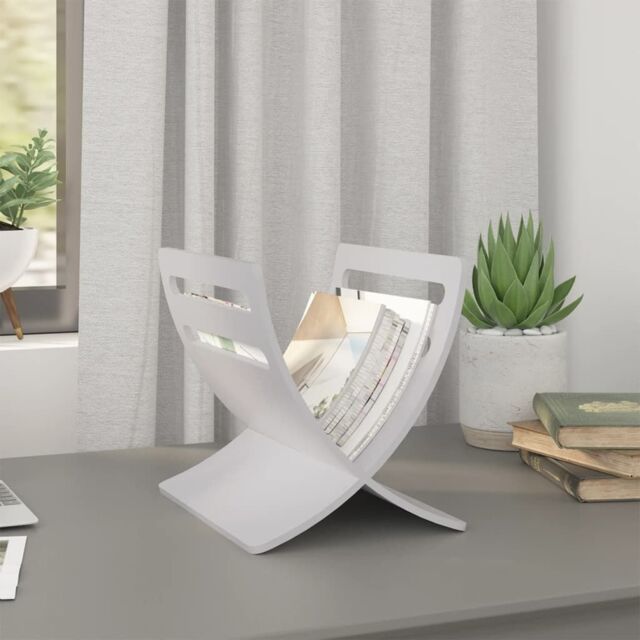 Berkfield Home Wooden Magazine Rack Floor Standing White - image 1