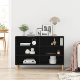 Berkfield Home Black Oak Sideboard 103.5x35x70 cm Made of Engineered Wood - thumbnail 4